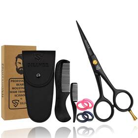 Sillver Ms-02 Professional Mustache Scissors 5 Inch Razor Edged And Serrated Beard Comb