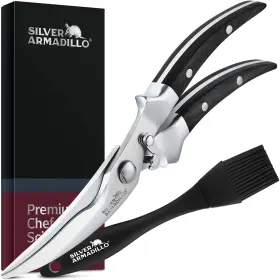 W070 Silver Armadillo Heavy Duty Poultry Shears Food Grade Stainless Steel Scissors For Bone Chi