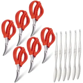 Zoe20190113 Sisims Endurance Stainless Steel 6.1 Inch Seafood Scissors 12 Pcs Red