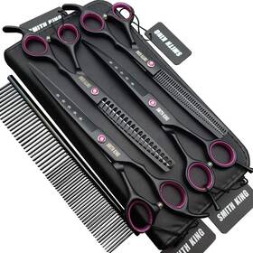Smith King 788703929506 7.0 Inches Professional Dog Grooming Scissors Set Straight And Thinning Curve
