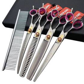 Smithking 009001 Professional Dog Grooming Shears Set Dogs Straight And Thinning Curved Scisso