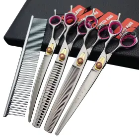 009001 Smithking Professional Dog Grooming Shears Set Dogs Straight And Thinning Curved Scisso
