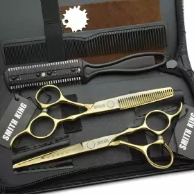 Smithking 710558302449 6.0 Inches Hair Cutting Scissors Set With Combs Lether Case Cut