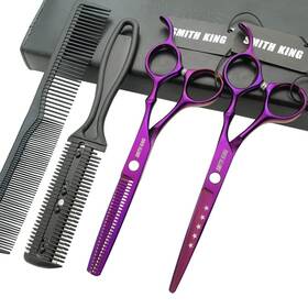 Smithking 710558302470 6.0 Inches Hair Cutting Scissors Set With Combs Lether Case Cut
