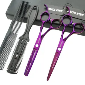 Smithking 710558302470 6.0 Inches Hair Cutting Scissors Set With Combs Lether Case Cut