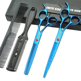 Smithking 710558302548 7.0 Inches Hair Cutting Scissors Set With Combs Lether Casehair Cutt