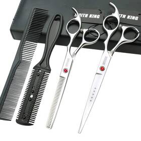 Smithking 710558302579 7.0 Inches Hair Cutting Scissors Set With Combs Lether Case Cut