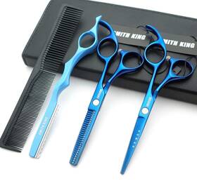 Smithking 723668090717 5.5 Inches Hair Cutting Scissors Set With Razor Combs Lether Case Ha