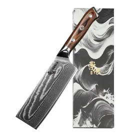B160-qp Soden 7 Inch Nakiri Knife Japanese Vg-10 Damascus Steel 67 Layer Razor Sharp Asi
