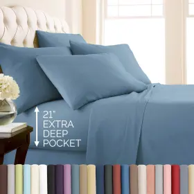 Vil-6pc-corblu-k Southshore Fine Living Inc. 6 Piece 21 Inch King Size Sheets Set Deep Pocke Vil-6pc-corblu-k Southshore Fine Living Inc. 6 Piece 21 Inch King Size Sheets Set Deep Pocke