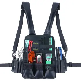 Stylance 765142261619 Hairdresser Scissor Holster Pouch Bag Leather Chest Rigs Vest Barber