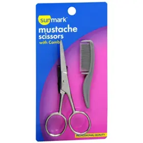 We543sm Sunmark Mustache Scissors And Comb Set Professional Quality Stainless Steel 1ct
