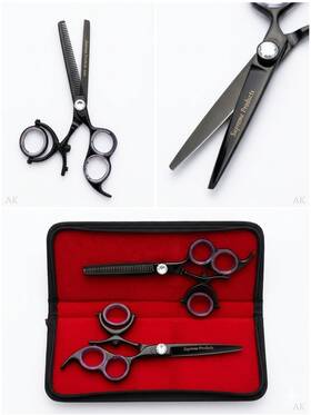 Supreme 25452 2 Pcs Hair Scissor Set Thumb Swivel Cutting And Thinning Shears 440c 5.5ftft