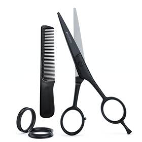 Suvorna Bm-2112-blk-0500 Small Scissors With Comb For Beard Mustache Facial Nose Eyebrow Ear Hair