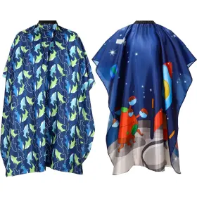 Cape-m553 Syhood 2 Pieces Kids Haircut Salon Cape Waterproof Hair Cutting Children Hairdr