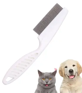 Tangseajiao 747086221461 1 Pc White Long-handle Metal Hair Nit Comb Remove Head Nits For Pet
