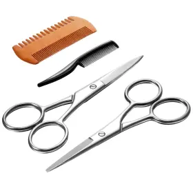 Tecunite 731717740841 4 Pieces Beard Trimming Scissors Set Grooming For Men And Mustache