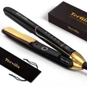 Terviiix 798336580067 100% Titanium Flat Iron 24k Salon Professional Hair Straightener An