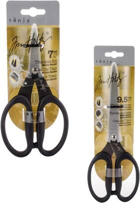 Tim Holtz 819e-817e Micro-serrated Titanium Shears And Snips Scissor Set 9.5 Double Beveled