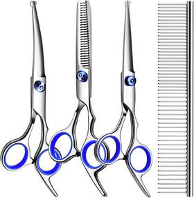 Tinmarda Tmd0401201 Professional Dog Grooming Scissors Kit Titanium 6.5 Inches Blue 5 In 1
