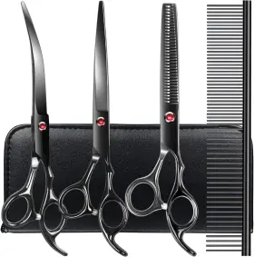 Tmd04017877 Tinmarda Professional Dog Grooming Scissors Kit Black 5 In 1