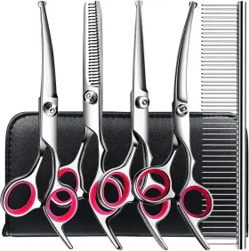 Tmd333013 Tinmarda 6 In1 Professional Dog Grooming Scissors Kit Shears For Pink In 1