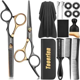 Tooerlen 713929879847 Hair Cutting Shears Set 15pcs Barber Scissors Professional Kit Haircut Fo