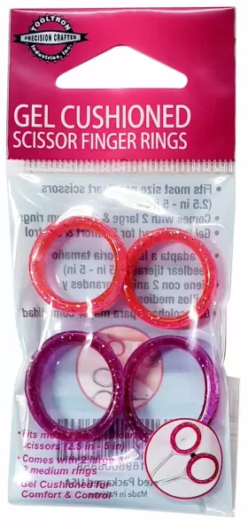 00885 Tool Tron 6 Pack Gel Cushioned Scissor Finger Rings 4/pkg-fits Most 2.5 Inch -5 Scis 00885 Tool Tron 6 Pack Gel Cushioned Scissor Finger Rings 4/pkg-fits Most 2.5 Inch -5 Scis