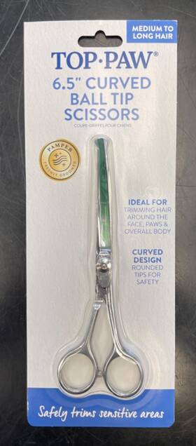 Top Paw 737257867673 6.5 Inch Grooming Metal Curved Ball Tip Scissors For Trimming Body Hair