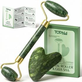 Tophld Tph-fag-s02 Face Roller And Gua Sha Facial Tools Massager For Self Care Jade Green