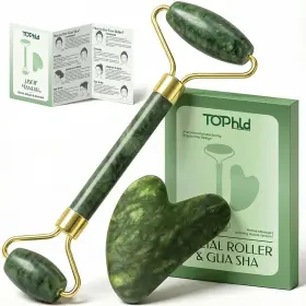 Tph-fag-s02 Tophld Face Roller And Gua Sha Facial Tools Massager For Self Care Jade Green