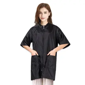 6apb-ra0020 Toptie Black-m Nylon Salon Hairstylist Smock Barber Haircut Jacket Dog Pet Grooming