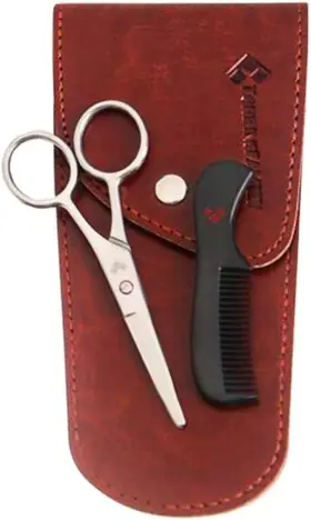 1s001 Torbinsfamily Beard Scissors Small And Comb With Case - Kit For Men Gift Set Trimming