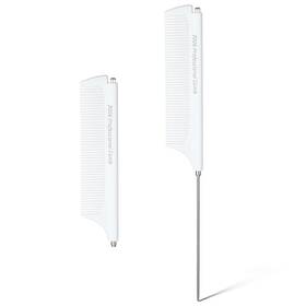 Tucnoeu 593717 1 Rmxxfagng 2pcs White Retractable Rat Tail Comb - Stainless Steel Fine Tooth Parting T