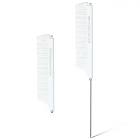 593717 Tucnoeu 1 Rmxxfagng 2pcs White Retractable Rat Tail Comb - Stainless Steel Fine Tooth Parting T