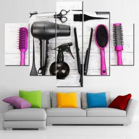 Pictures-makeup-100-04 Tumovo Hair Room Wall Art Black And Pink Painting Hairdressing Salon Picture For Liv