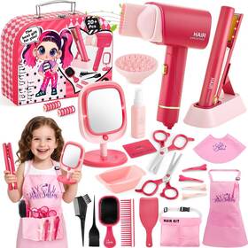 Tuzt 3686 Hair Salon Toys For Girls Little Stylist Deluxe Carry Case Play Set With Rea