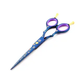 10475 Ultra Shears 7.5 Inch Professional Pet Grooming Scissors Double Finger Rest Blue Titanium Coa