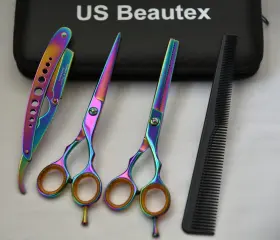 Ss-1406 Usabeautex Professional Hair Cutting Scissors Set 6 Inch Stainless Steel Titanium Razor Shears