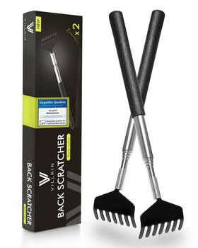 Villkin B07rgx4px3 Back Scratcher 2 Pack - Extendable Stainless Steel Scratching Tool For Men