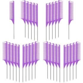 Virtue Morals 767235451570 32 Pieces Carbon Fiber Hair Parting Comb Purple Rat Tail Stainless Steel