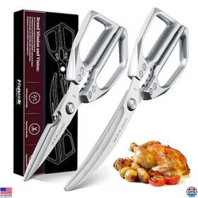 Visit The Huusk Store B0f324d4qx Kitchen Scissors Set Silver - Stainless Steel Shear Sharp Meat