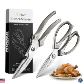 B0f6mlsj47 Visit The Huusk Store Heavy-duty Kitchen Scissors Set - Spring-loaded Poultry And Meat Shears
