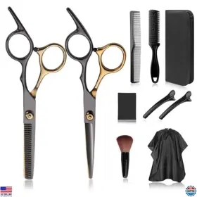 B0cn6t1fgb Visit The M.steve Store 10pcs Professional Hair Cutting Scissors Set - Stainless Steel Shears And Thinning