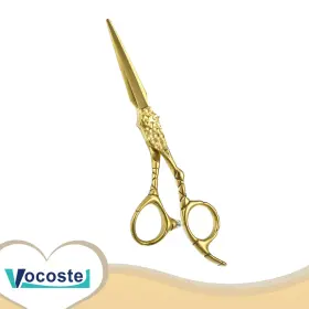 Vocoste 703820614159 Piece Of 1 Hair Cutting Scissors Stainless Steel Razor 6.9 Inches Long Gold Tone