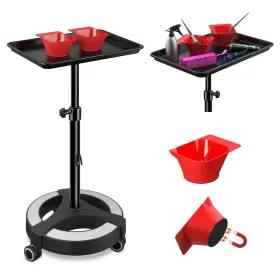 T-011 Vvaxss Salon Tray Rolling Trolley On Wheels With 2 Magnetic Bowl Patented Roll