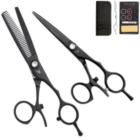 Washi 605734593066 New Scissor Black Satin Double Swivel Shears Set In Size 5.5 6.0 7.0