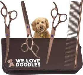 We Love Doodles 196852619269 Dog Grooming Scissors Kit - Best Tools For Long Professional Series