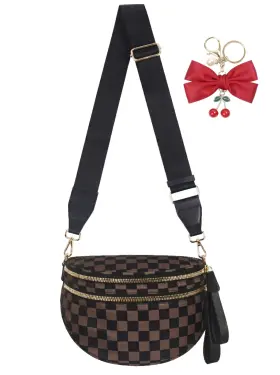 000211 Weighnixis Checkered Crossbody Bag For Women Spacious Sling And Stylish Bum Trave