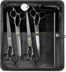 Ws019 Wenshall Professional Dog Grooming Scissors Set - 6.5 Inch Thinning 7 7.0 Black